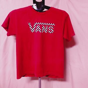 Vans Red Checkerboard Logo T-Shirt Youth Large / Women’s Small